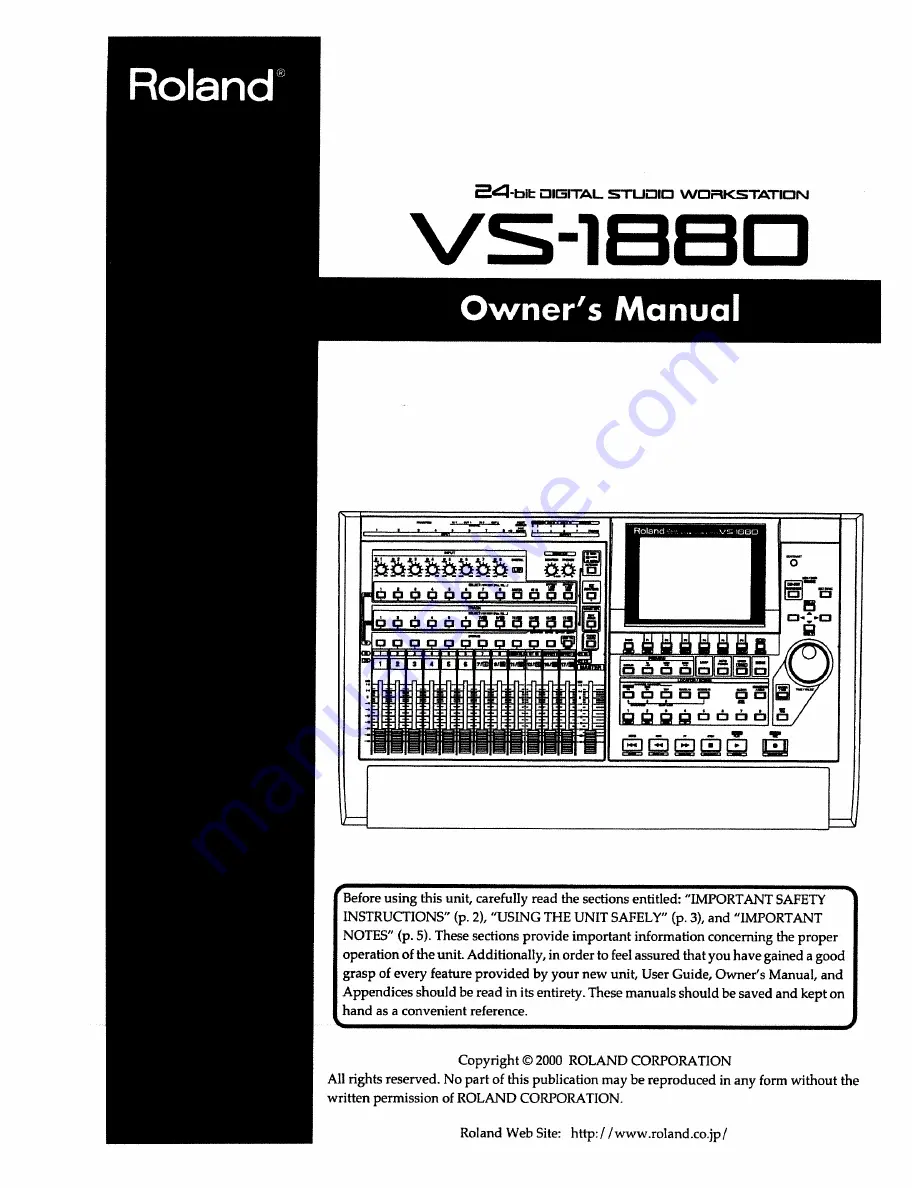 Roland VS-1880 Owner'S Manual Download Page 1