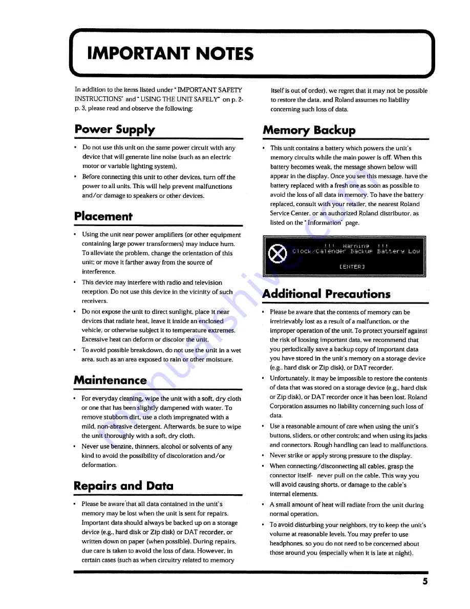 Roland VS-1880 Owner'S Manual Download Page 5