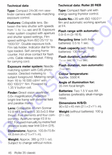 Rollei 35 Classic User Manual Download Page 47