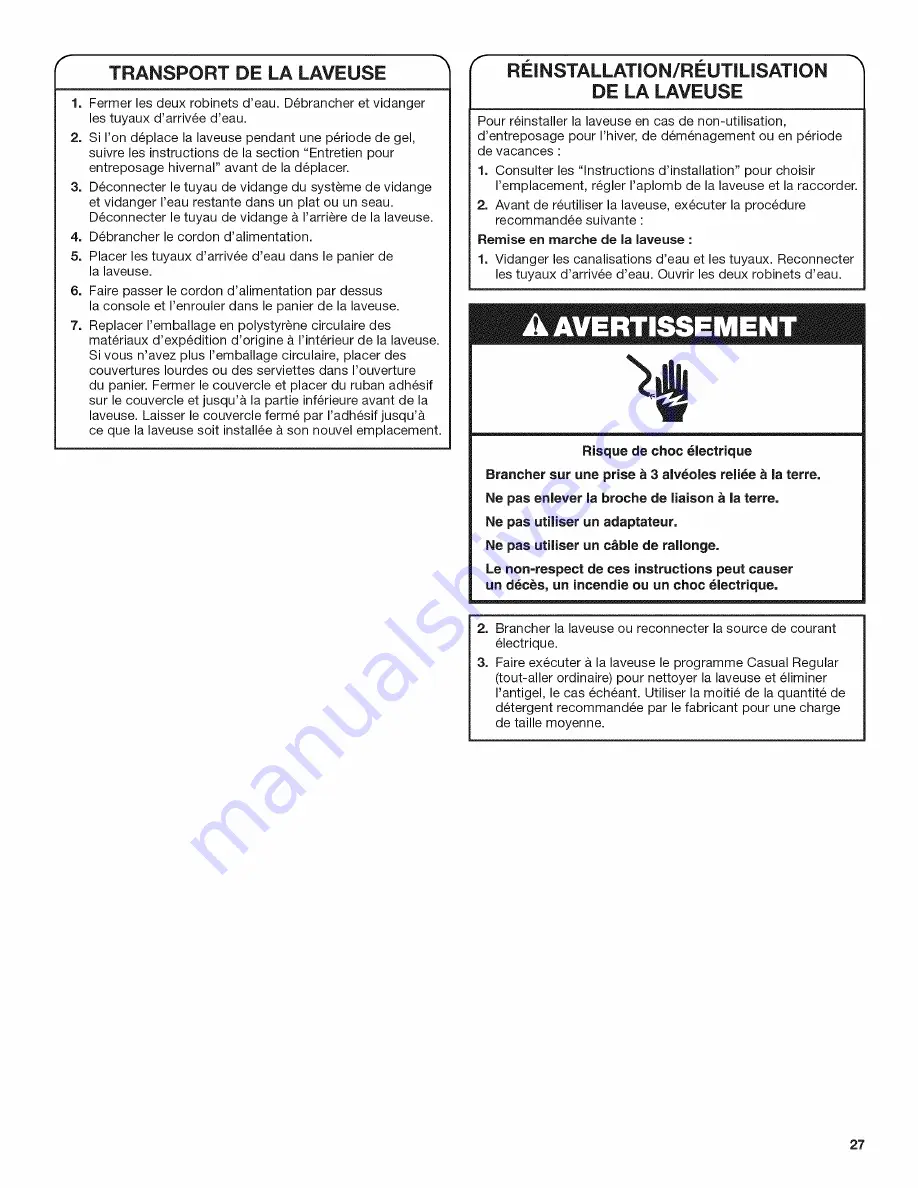 Roper ATW4675YQ0 Use And Care Manual Download Page 27