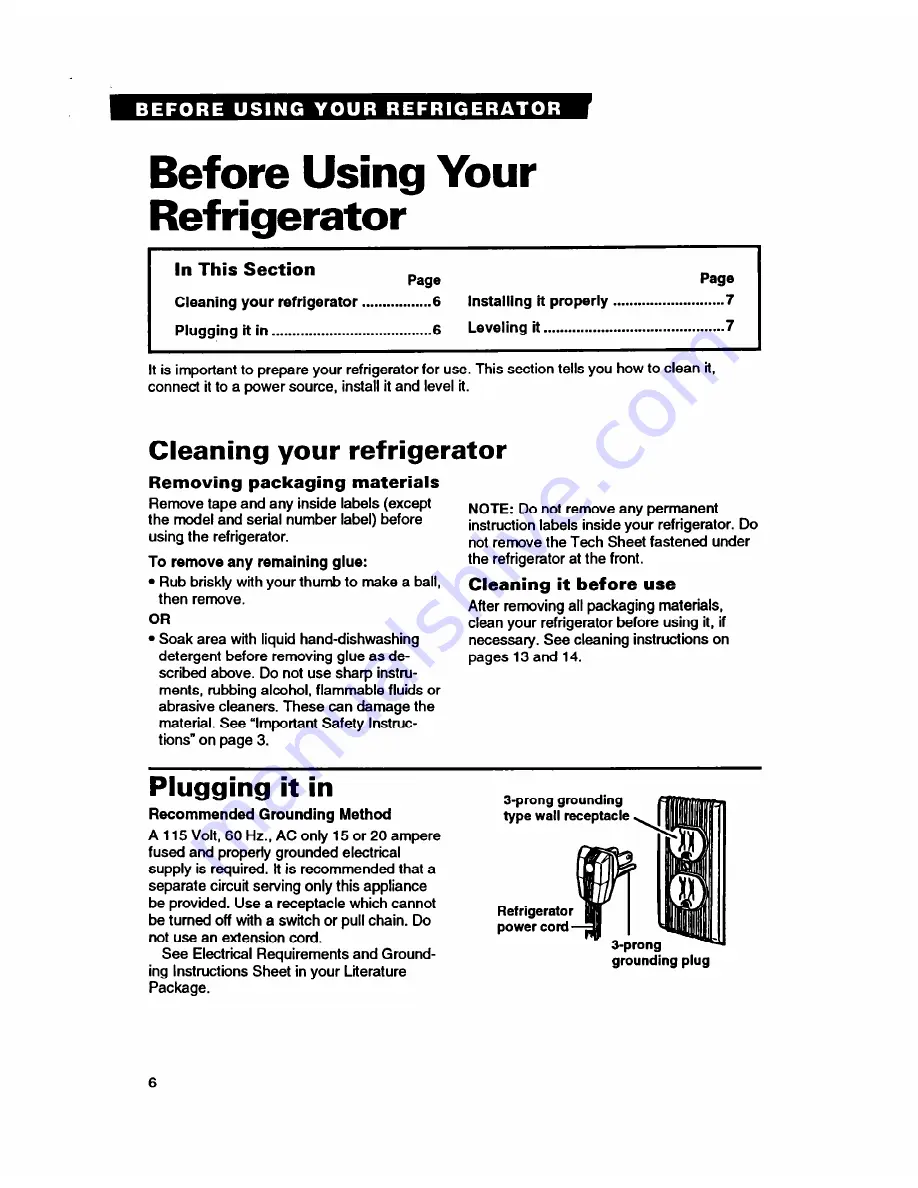 Roper RT14DK Use And Care Manual Download Page 6