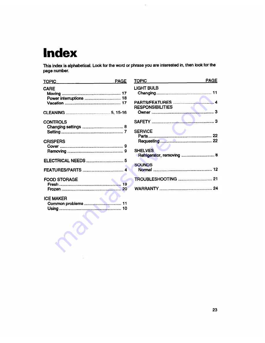 Roper RT18DK Use And Care Manual Download Page 23