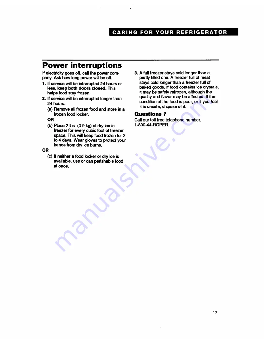 Roper RT18HD Use And Care Manual Download Page 17