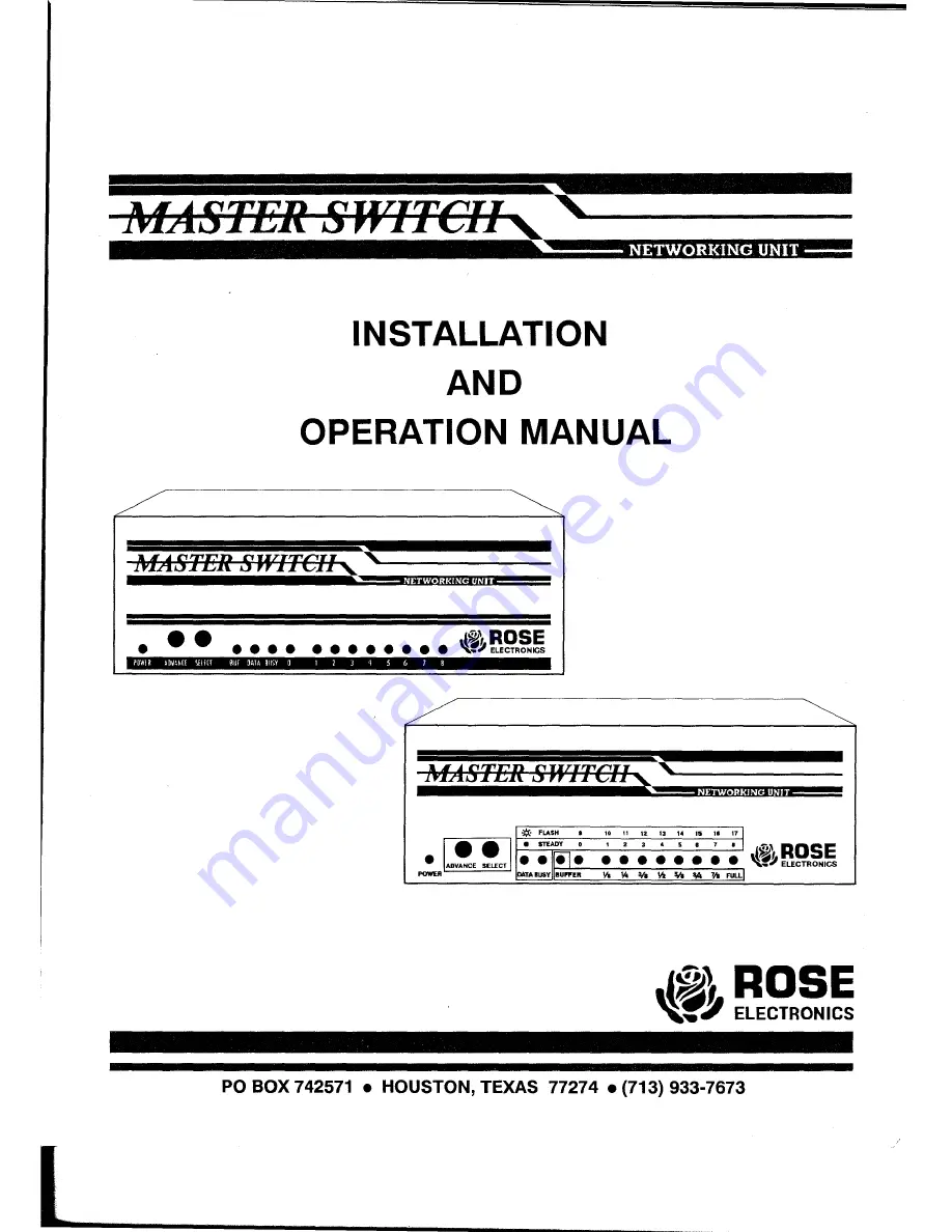 Rose electronics MASTER SWITCH Скачать руководство пользователя страница 1