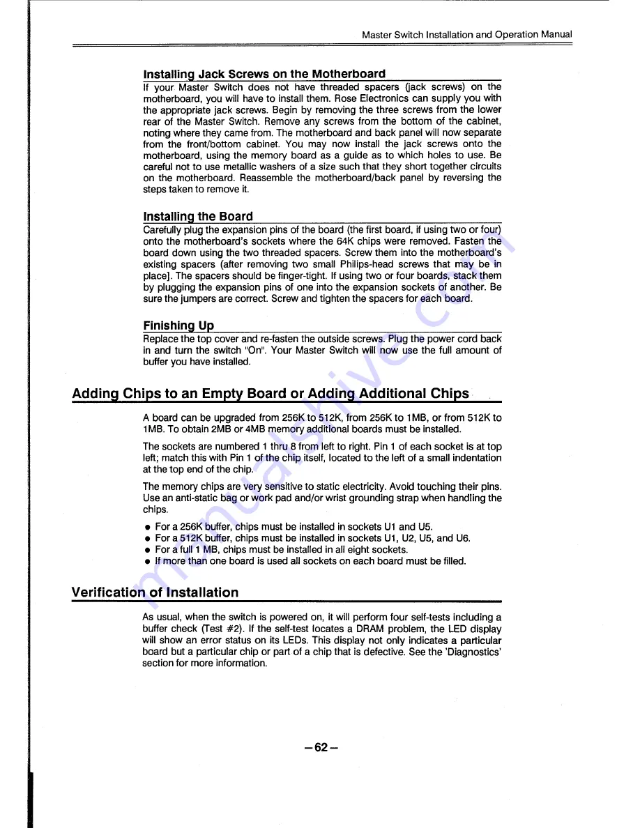 Rose electronics MASTER SWITCH Installation And Operation Manual Download Page 65