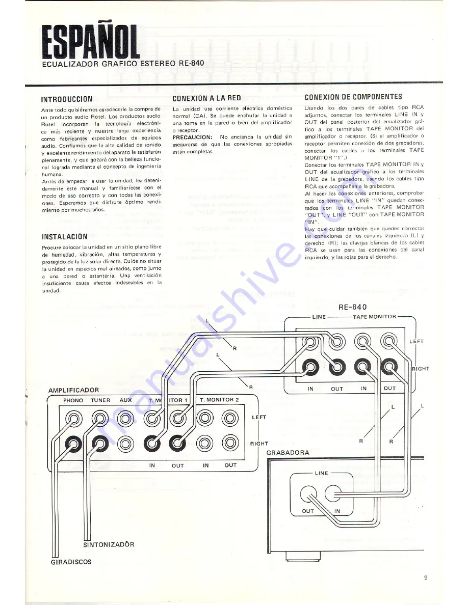 Rotel RE-840 Owner'S Manual Download Page 11