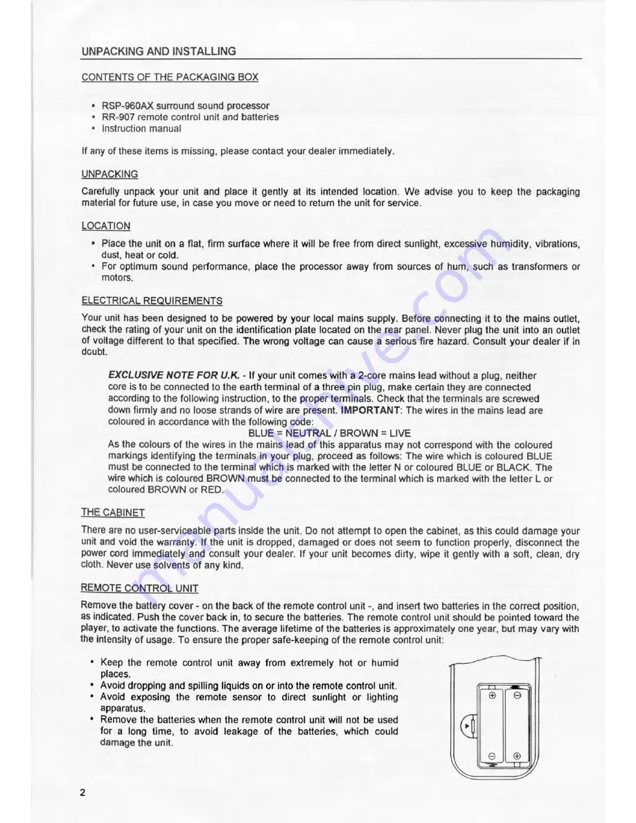 Rotel RSP-960AX Скачать руководство пользователя страница 4