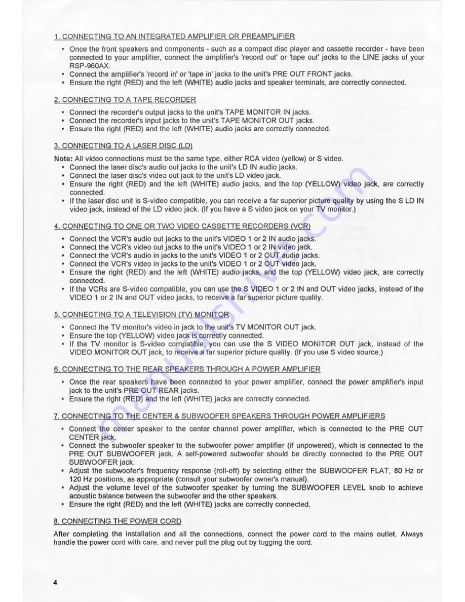 Rotel RSP-960AX Owner'S Manual Download Page 6