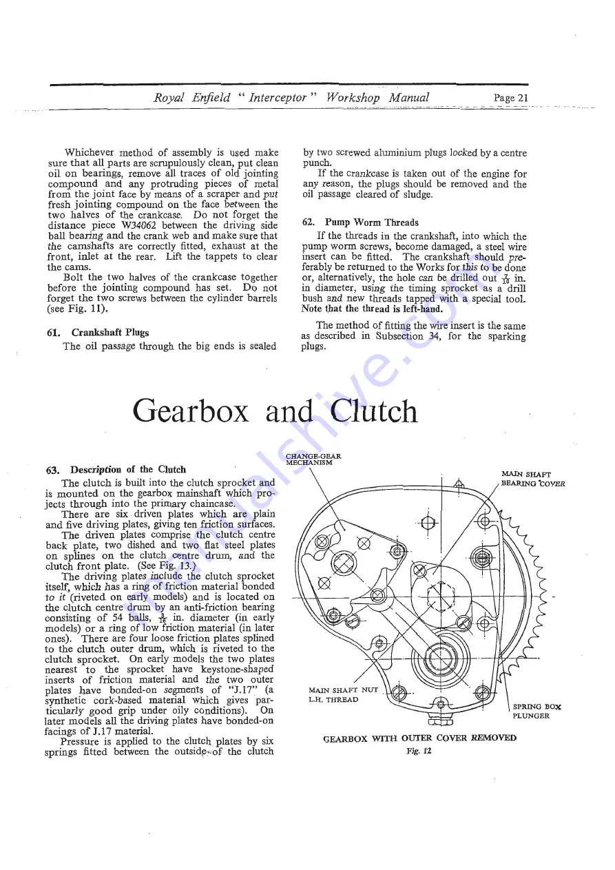 Royal Enfield INTERCEPTOR 1965 Workshop Maintenance Manual Download Page 21