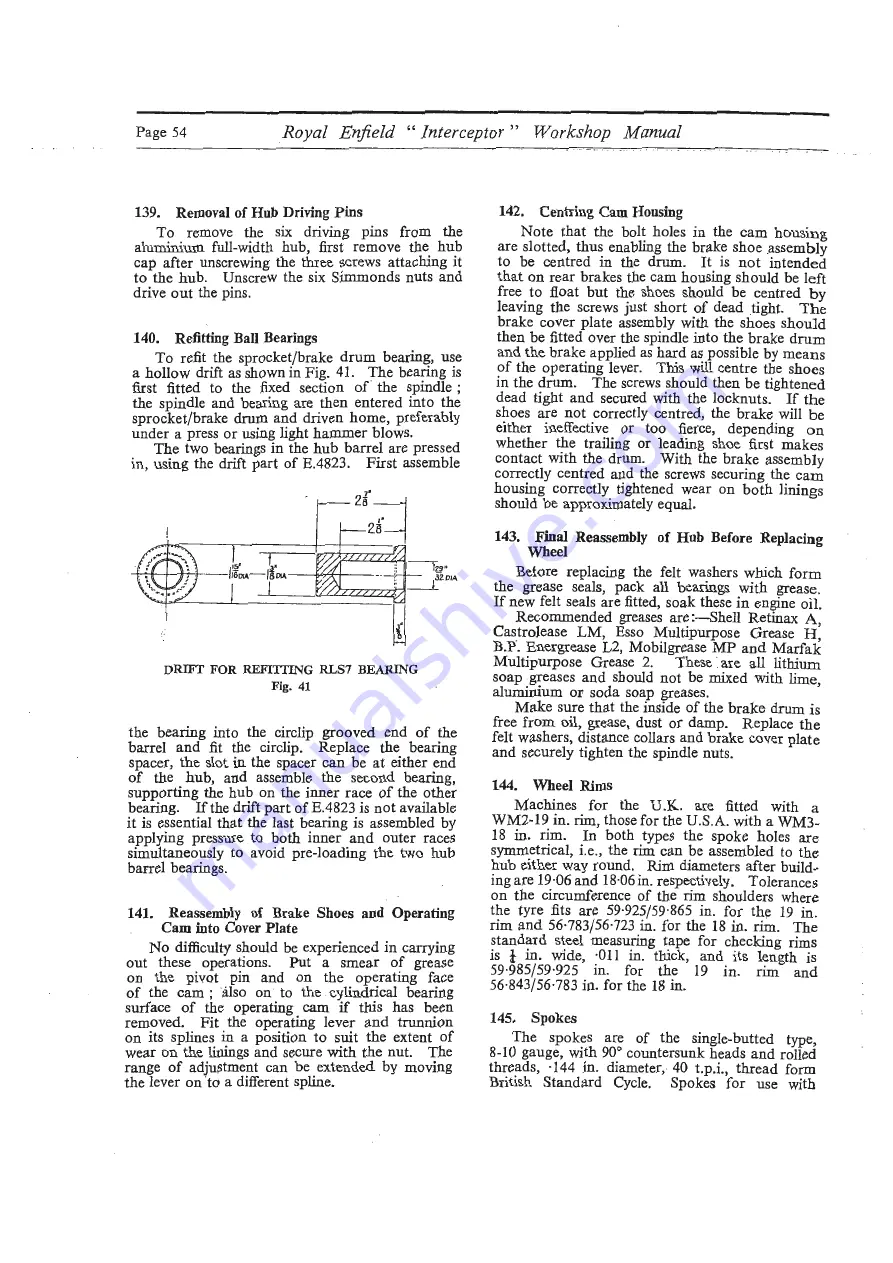 Royal Enfield INTERCEPTOR 1965 Workshop Maintenance Manual Download Page 54