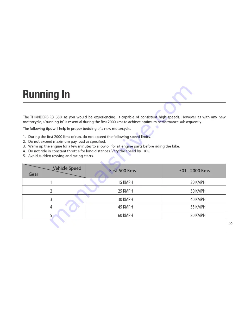 Royal Enfield Thunderbird 350 Owner'S Manual Download Page 40