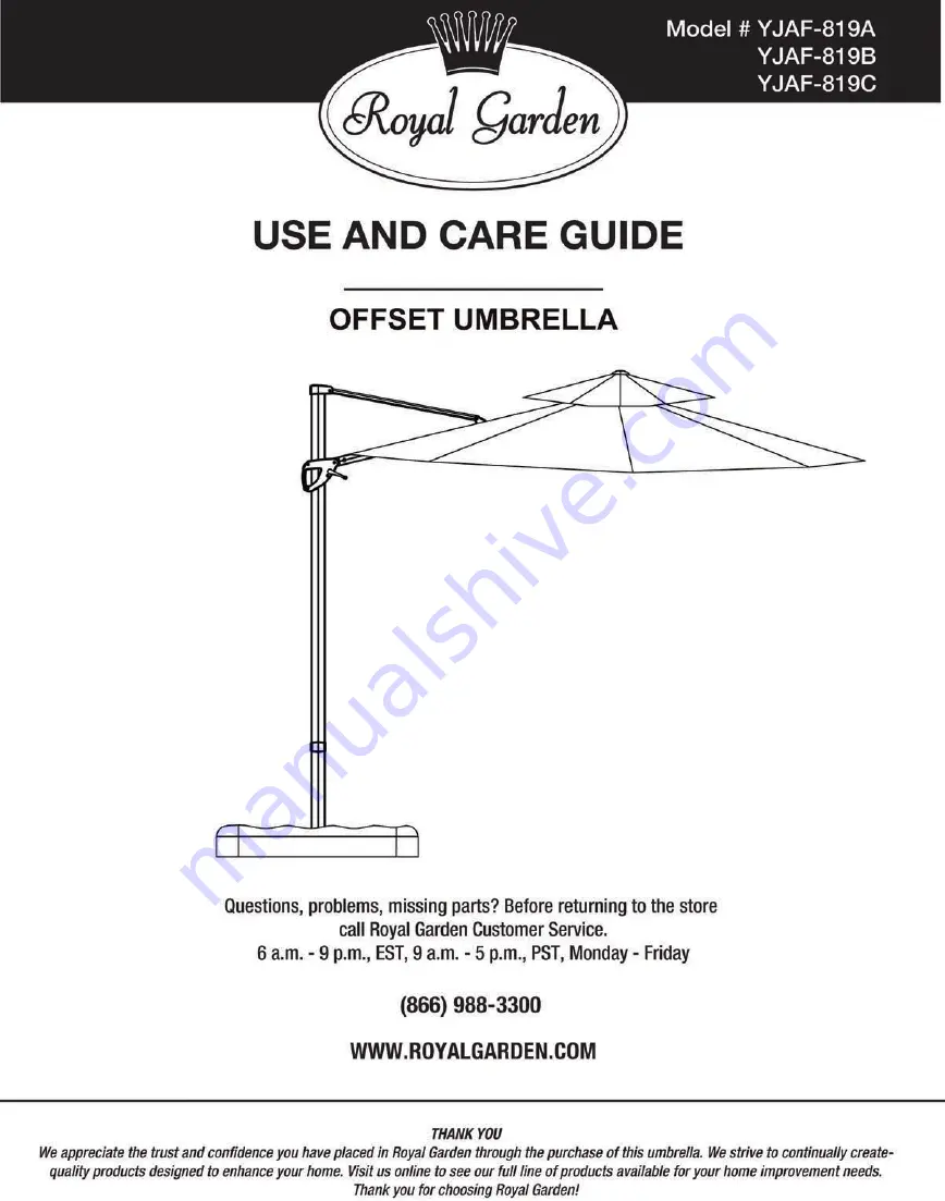 Royal garden YJAF-819A Use And Care Manual Download Page 1