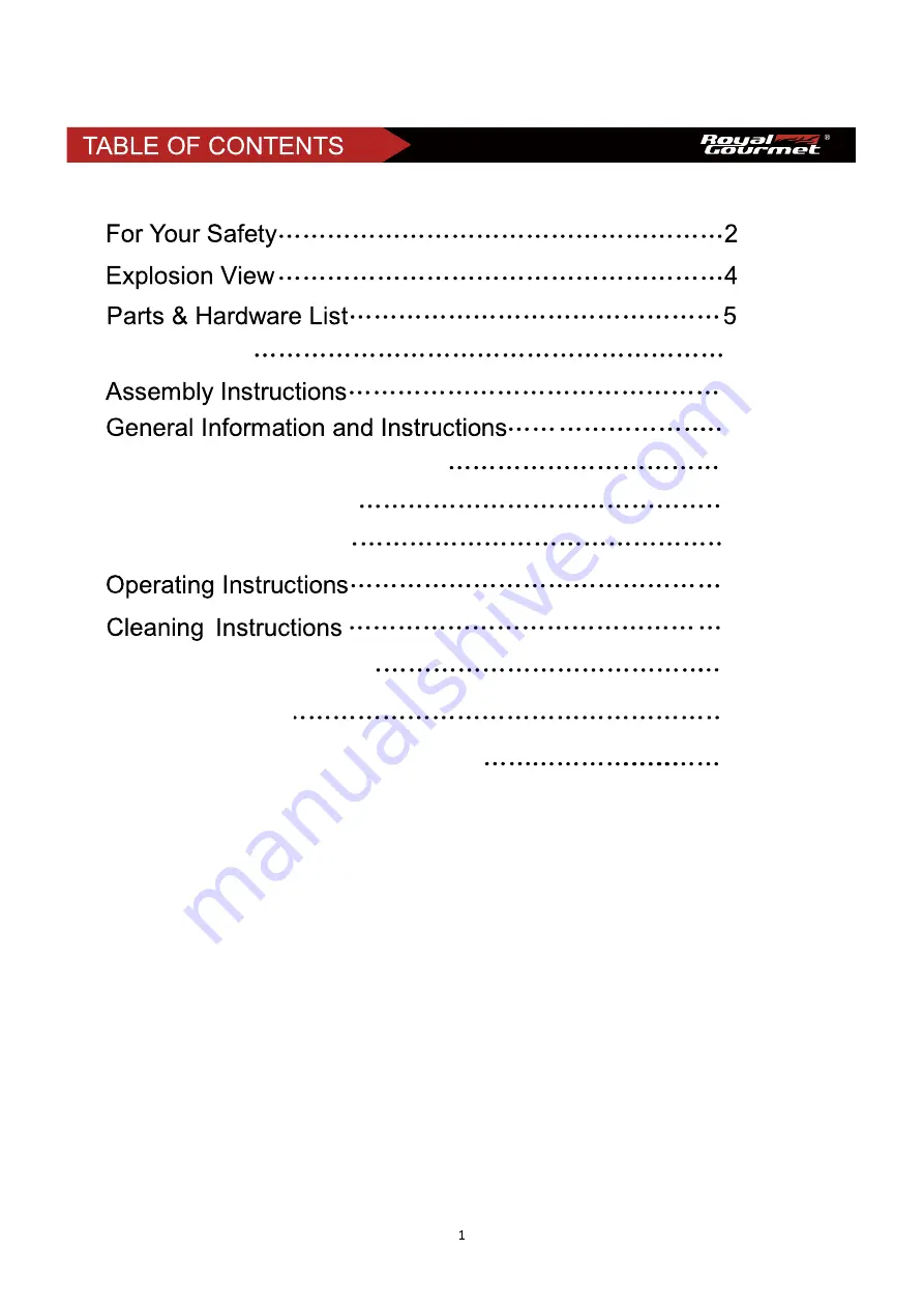 ROYAL GOURMET Mirage MG4001 Owner'S Manual Download Page 2