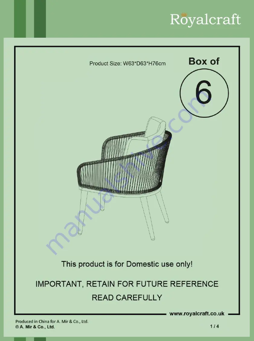 Royalcraft Aspen Rope Chair Assembly Instructions Download Page 1