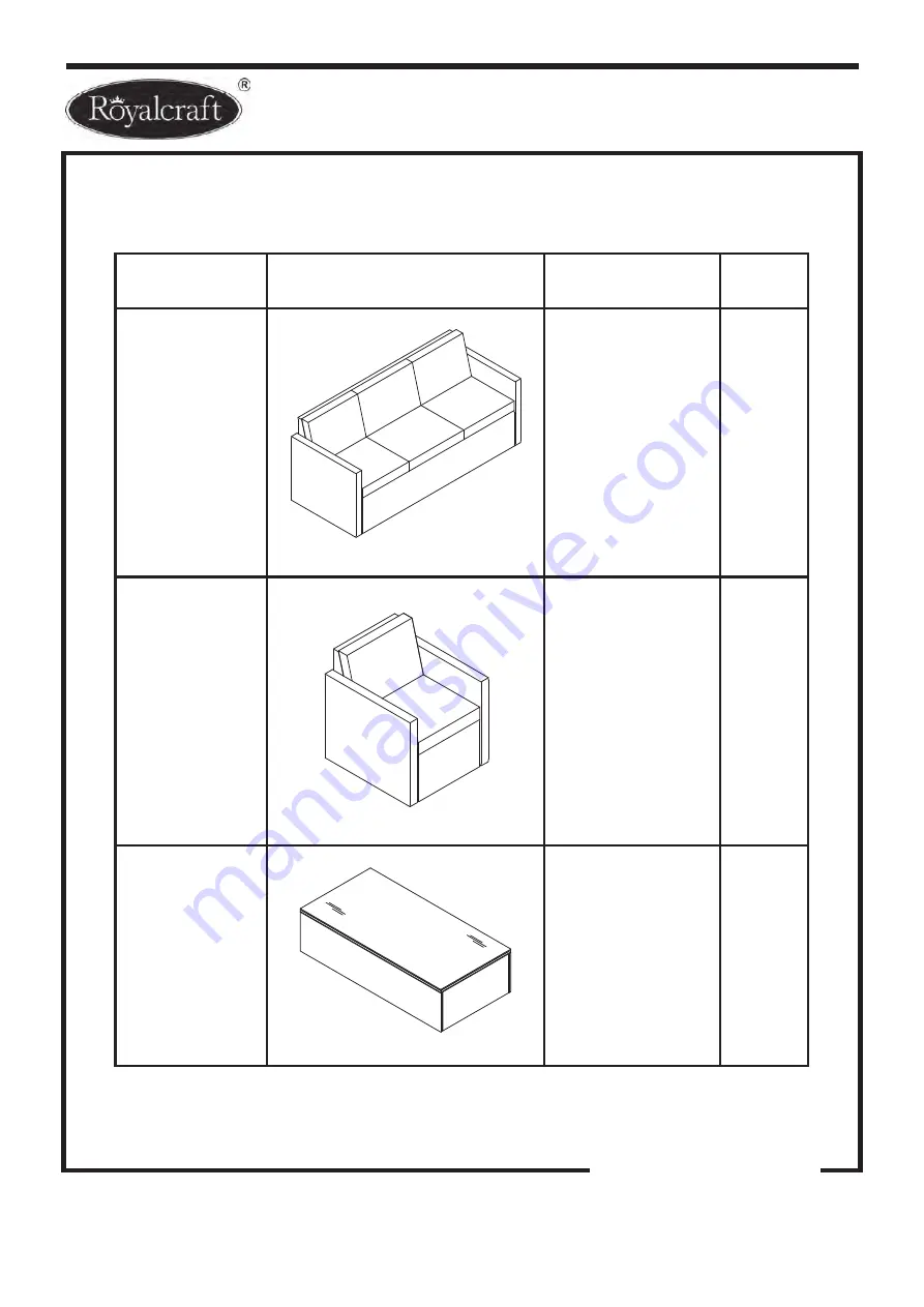 Royalcraft Berlin 5 Seater Sofa Set Assembly Instructions Manual Download Page 3