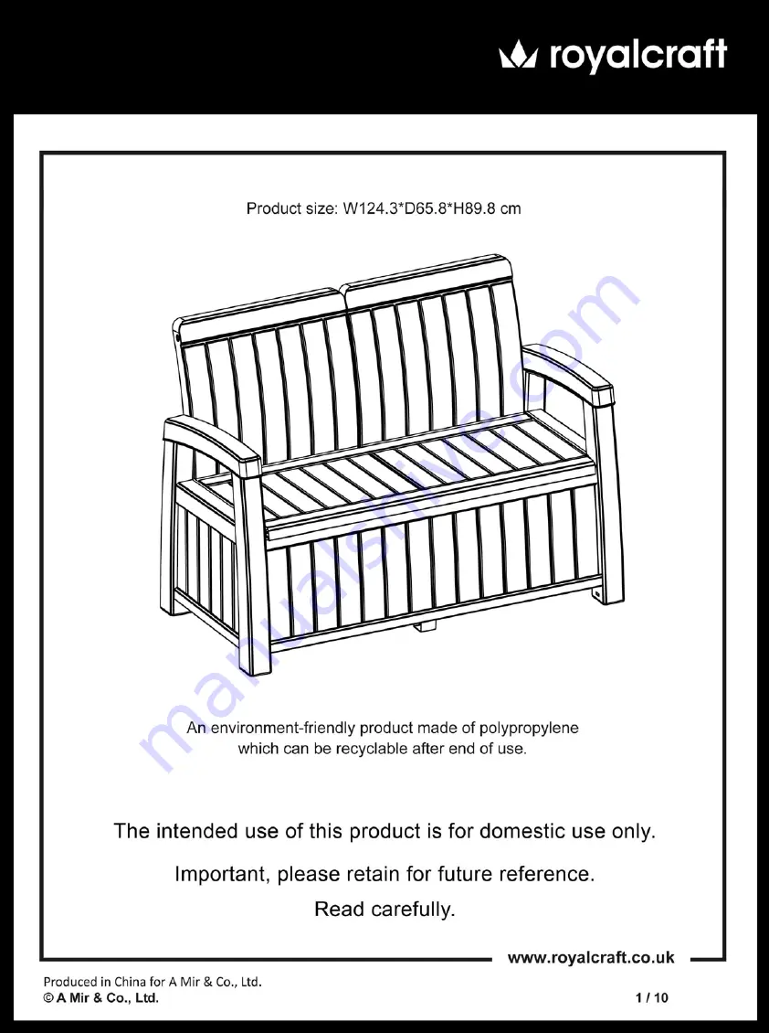 Royalcraft Faro Black Assembly Instructions Manual Download Page 1