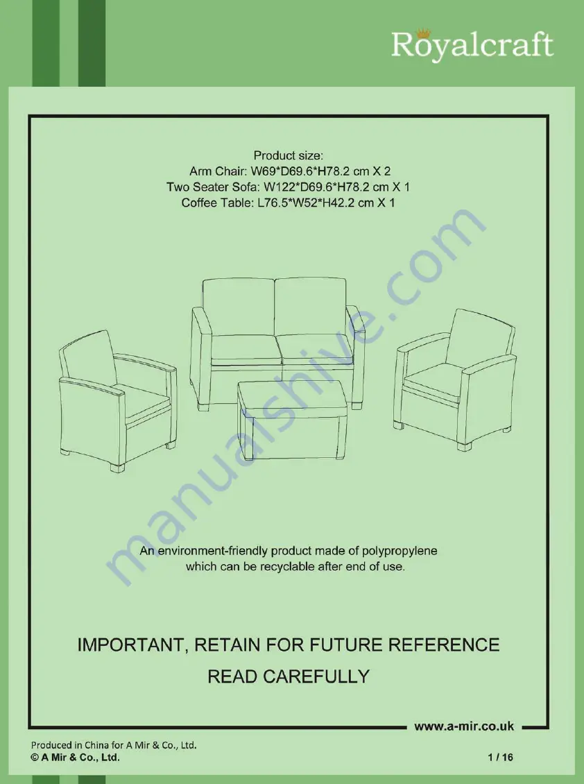 Royalcraft Faro Assembly Instructions Manual Download Page 1