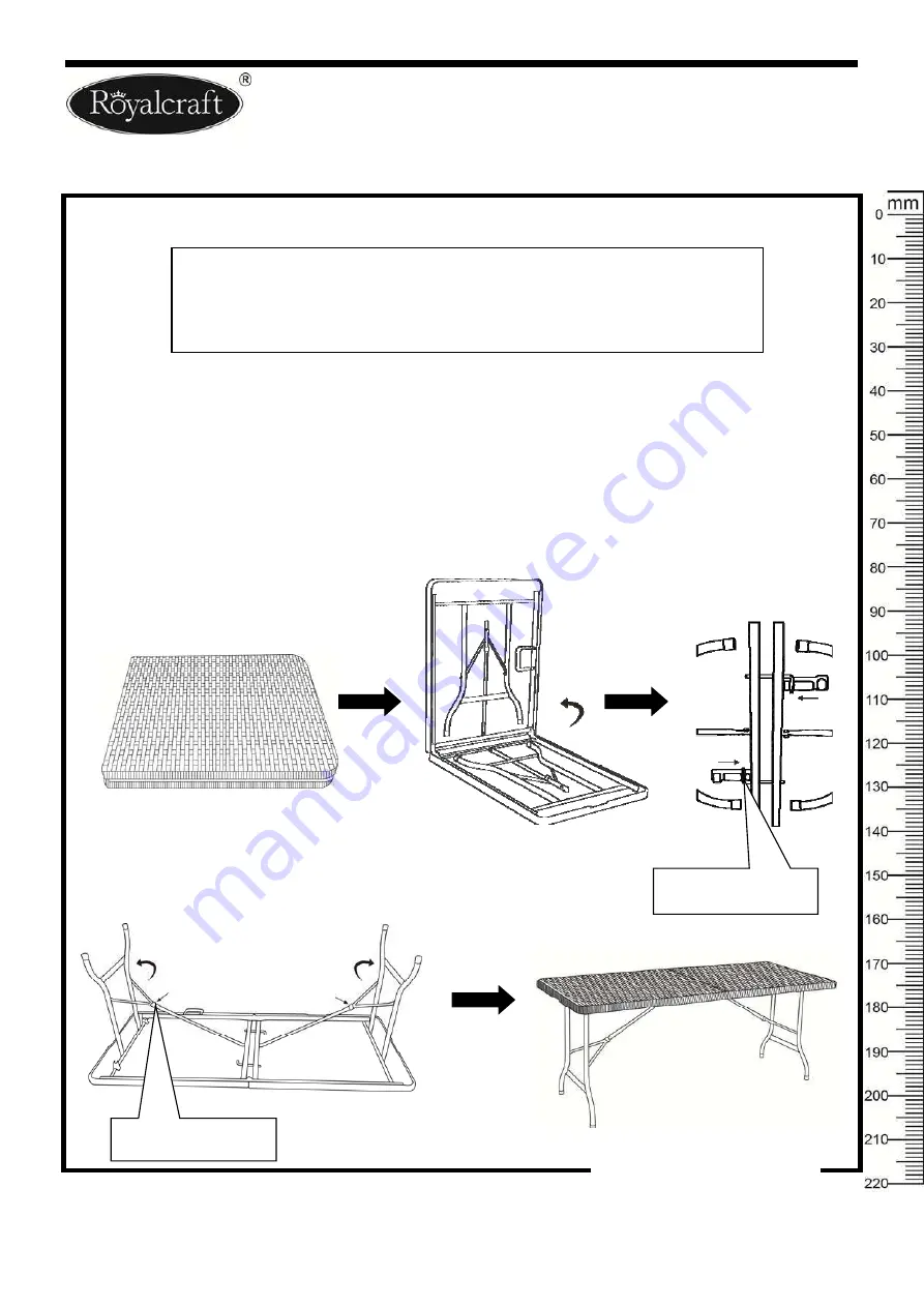 Royalcraft Palermo 180x75cm Wicker Look Folding Table Скачать руководство пользователя страница 3