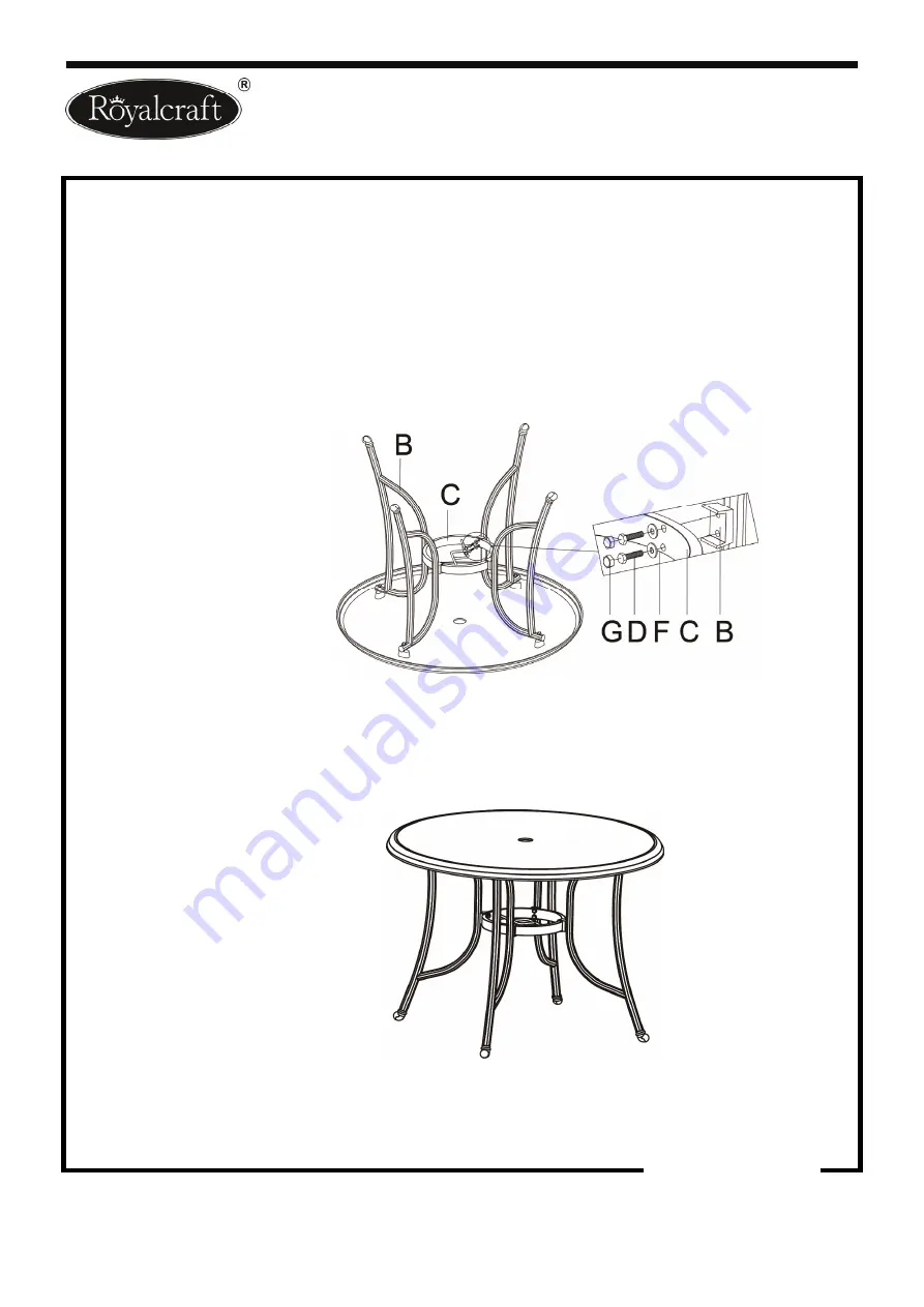 Royalcraft Versailles 124cm Table Assembly Instructions Manual Download Page 6