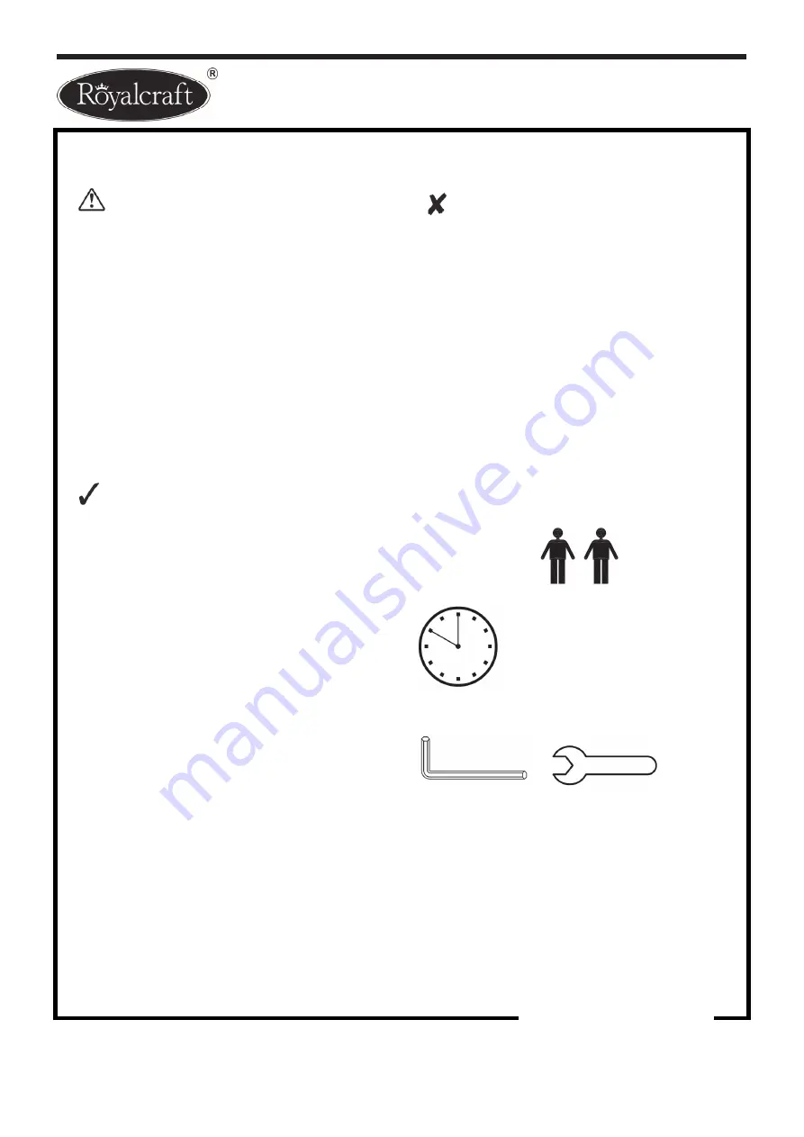 Royalcraft W155-D92 Series Assembly Instructions Manual Download Page 2