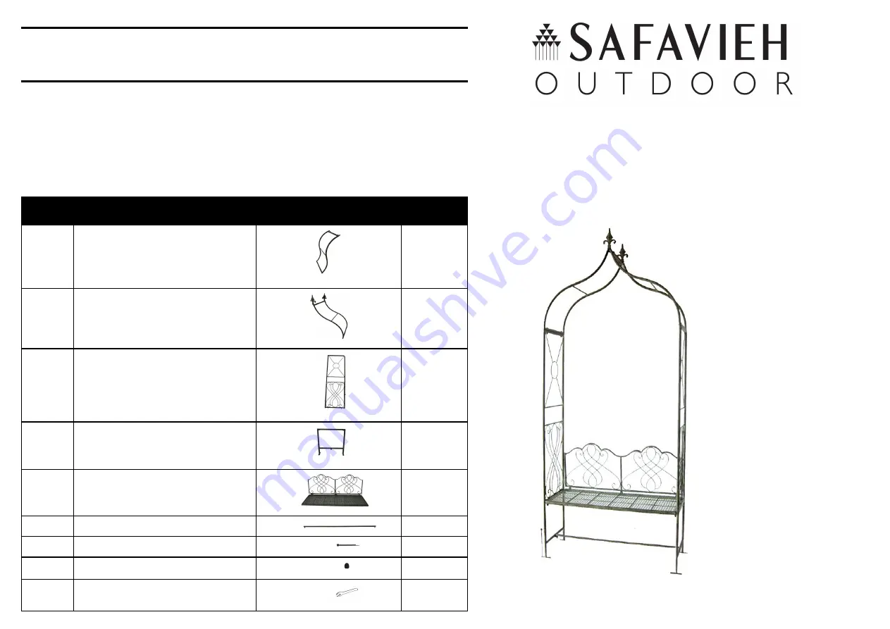 Safavieh Outdoor Eloise Arbor PAT5010 Assembly Instructions Download Page 1