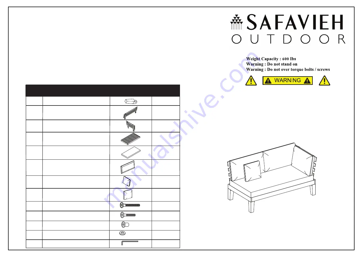 Safavieh Outdoor Granton PAT7054C-4BX Скачать руководство пользователя страница 3