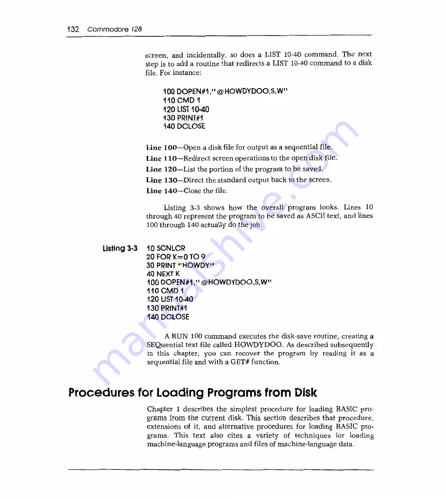 Sams Commodore 128 Reference Manual Download Page 140