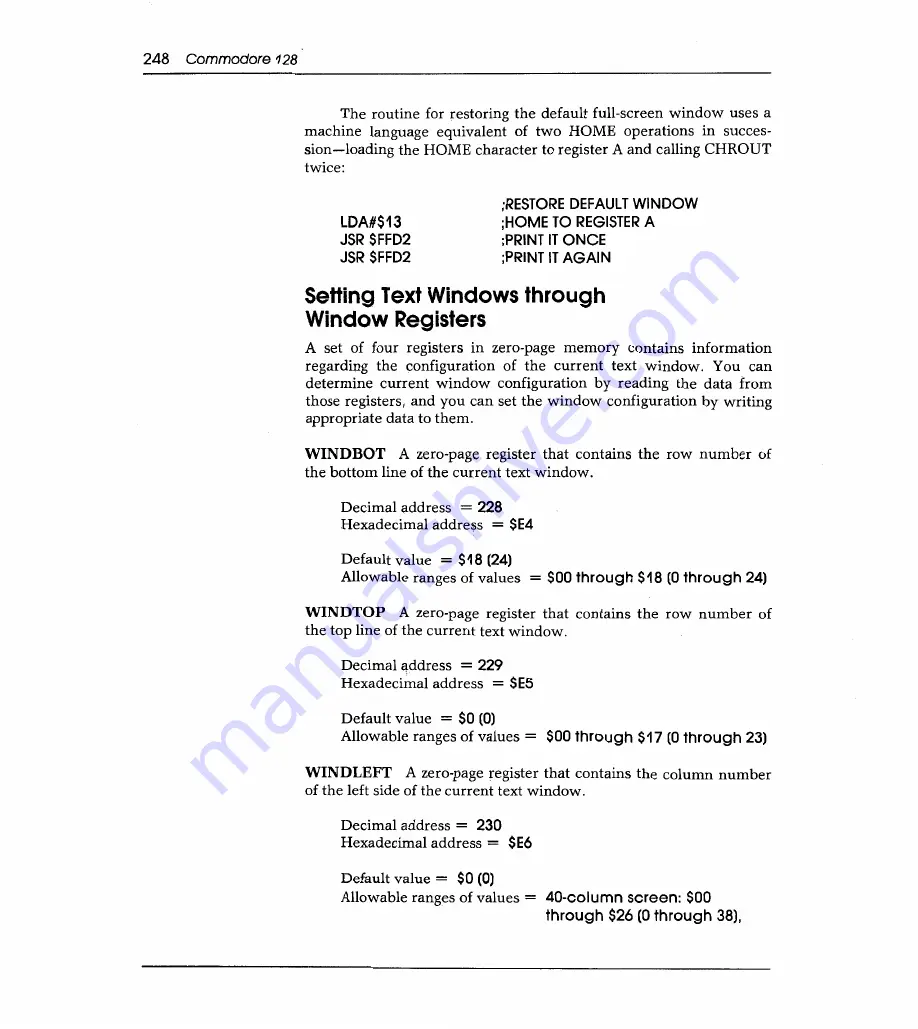 Sams Commodore 128 Reference Manual Download Page 255