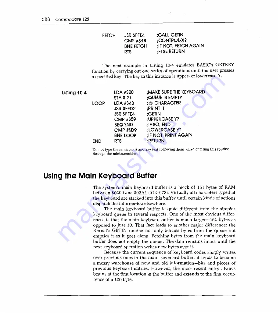 Sams Commodore 128 Reference Manual Download Page 395