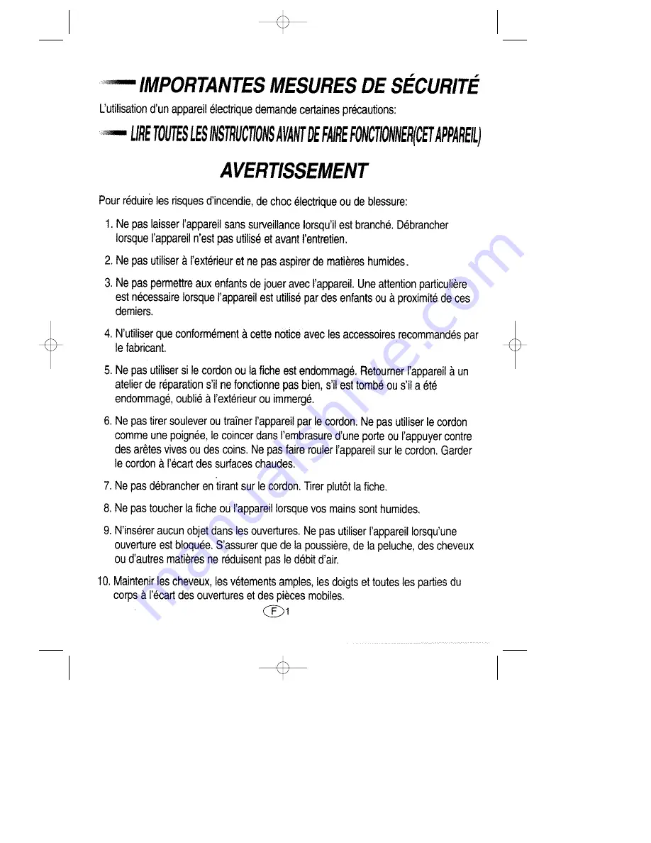 Samsung aspirateur Operating Instructions Manual Download Page 10