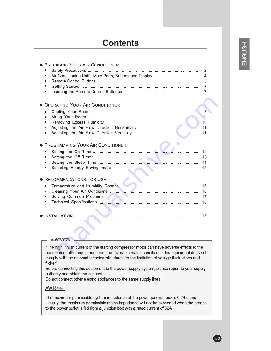 Samsung AW08PKHAA Owner'S Instructions Manual Download Page 3