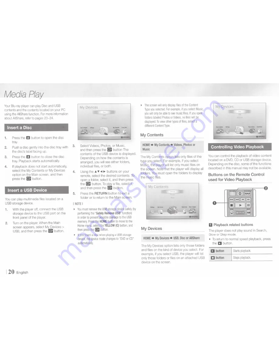 Samsung BD-E5700 User Manual Download Page 20