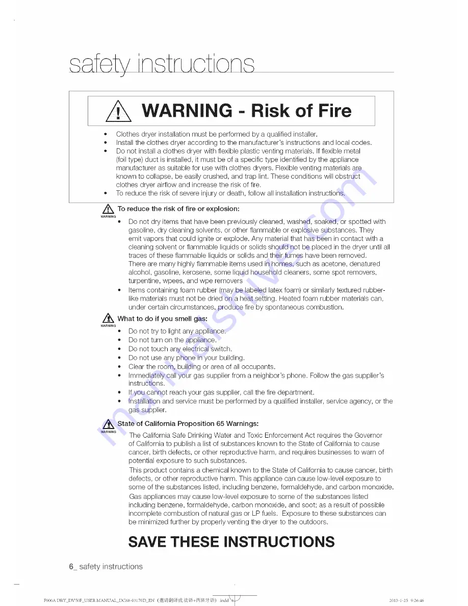 Samsung DV50F9A8EVW/A2 User Manual Download Page 6