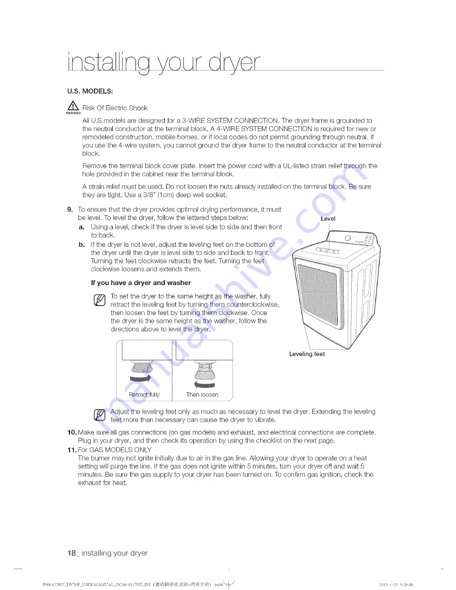 Samsung DV50F9A8EVW/A2 User Manual Download Page 18