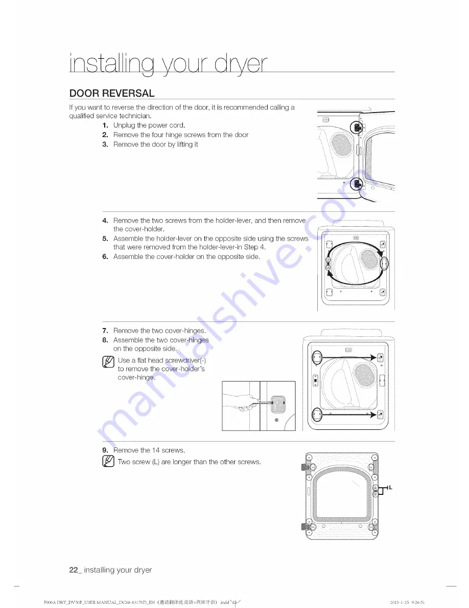 Samsung DV50F9A8EVW/A2 User Manual Download Page 22