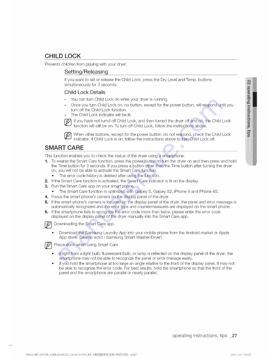 Samsung DV50F9A8EVW/A2 User Manual Download Page 27