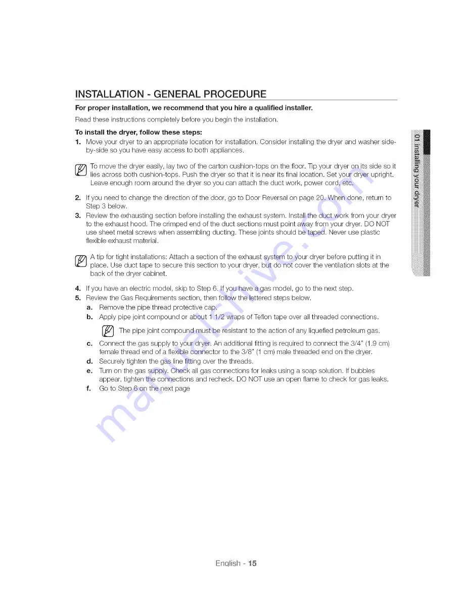 Samsung DV56H9000GP User Manual Download Page 15