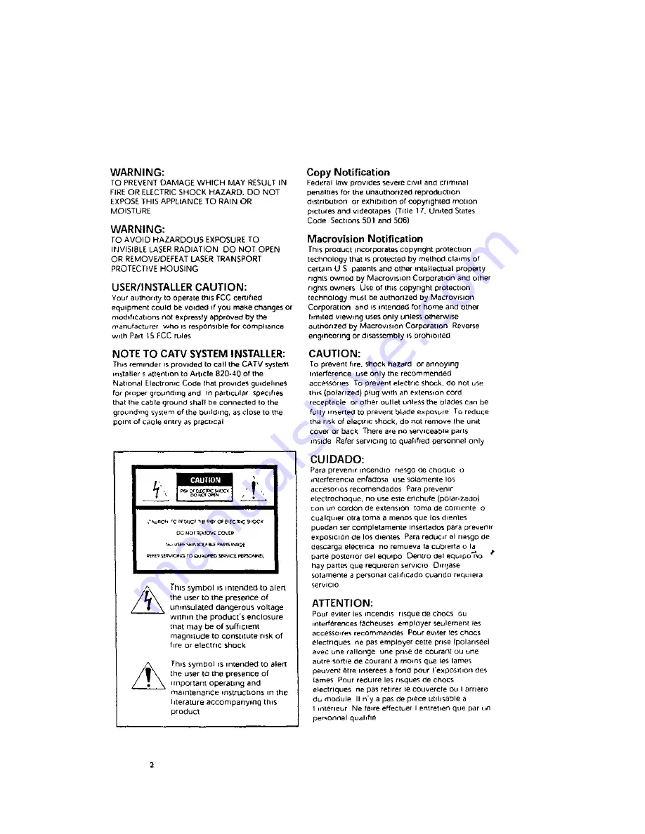 Samsung DVD-V2000 Instruction Manual Download Page 2