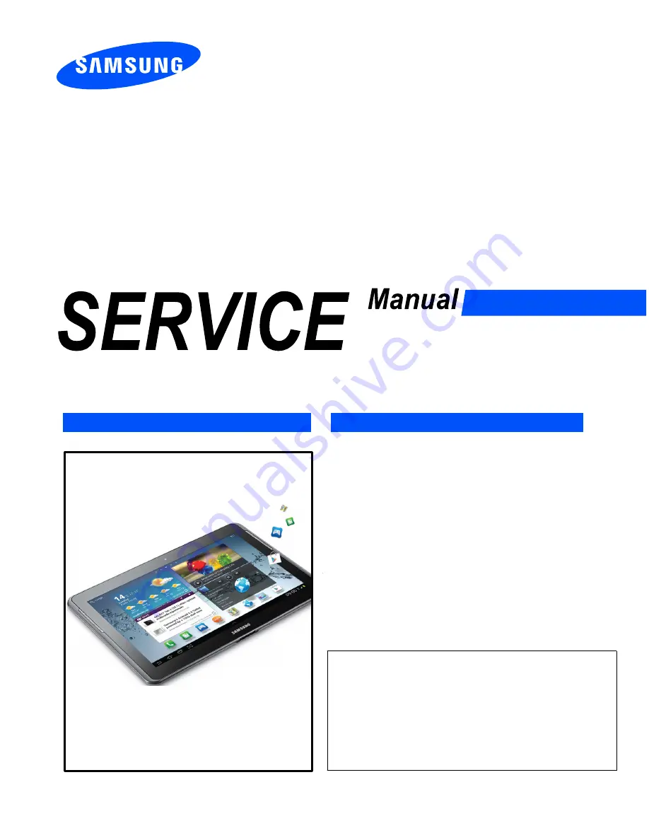 Samsung Galaxy Tab GT-P5100 Service Manual Download Page 1