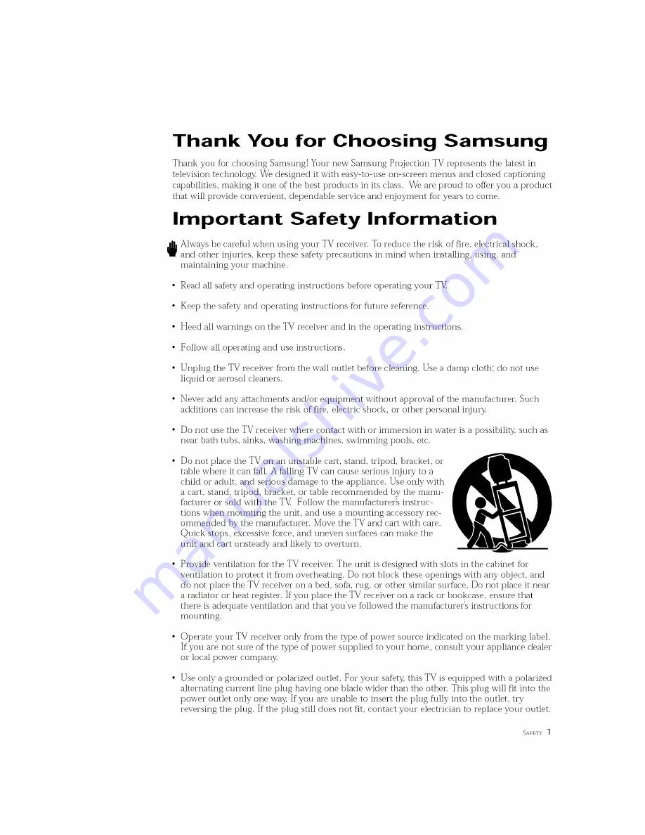 Samsung HCL5515W Owner'S Instructions Manual Download Page 3