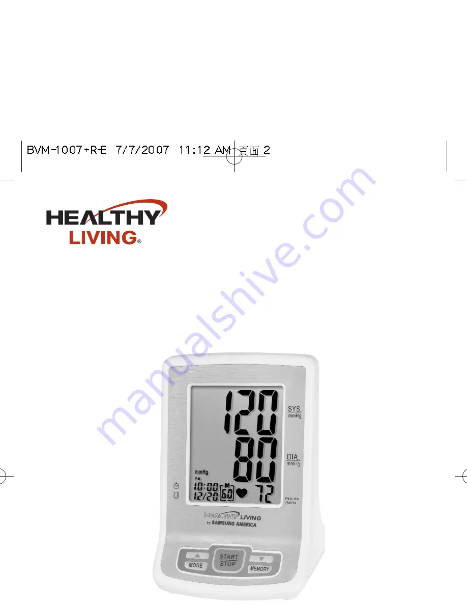 Samsung Healthy Living BVM-1007 Owner'S Manual Download Page 1