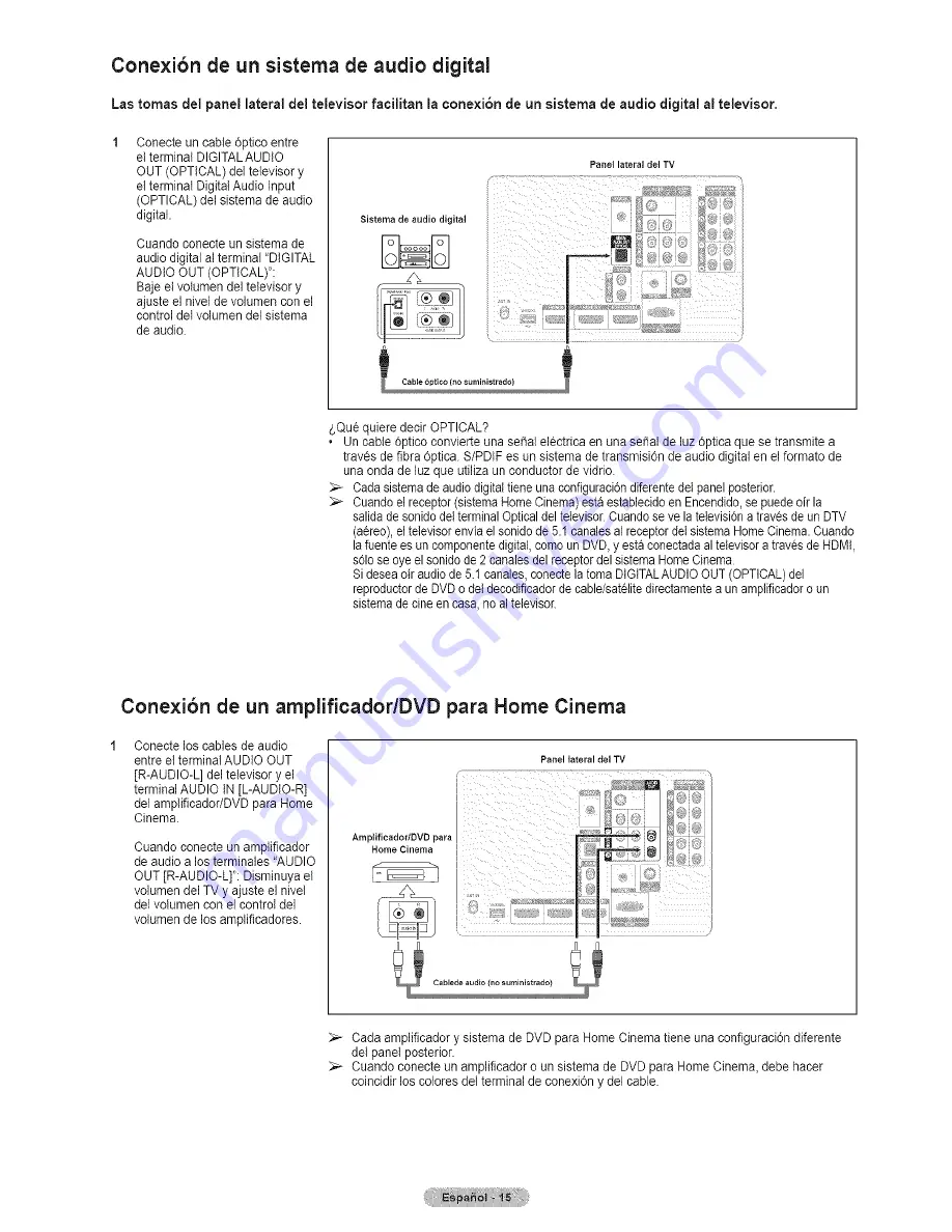 Samsung HL67A750A1F (Spanish) Manual Del Usuario Download Page 15