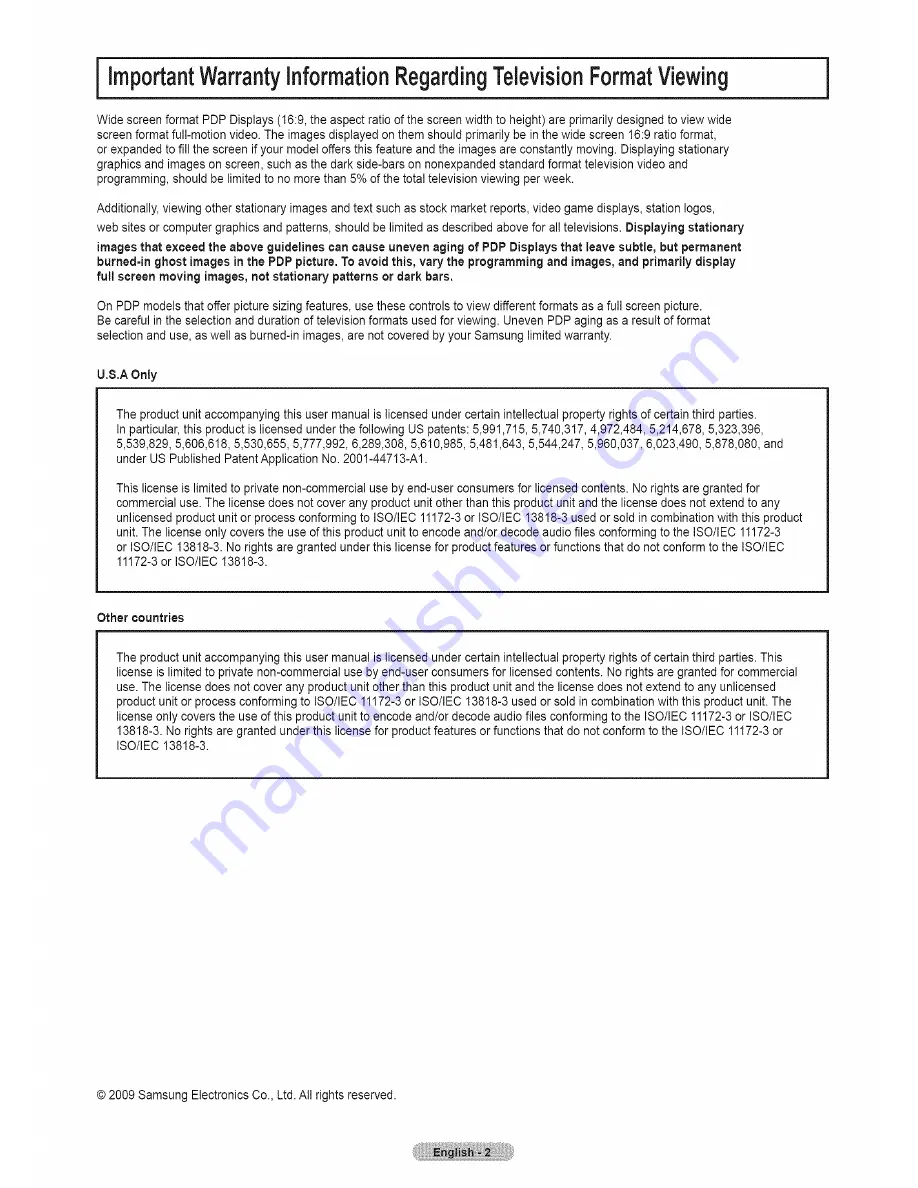 Samsung PN50B650S1F User Manual Download Page 2