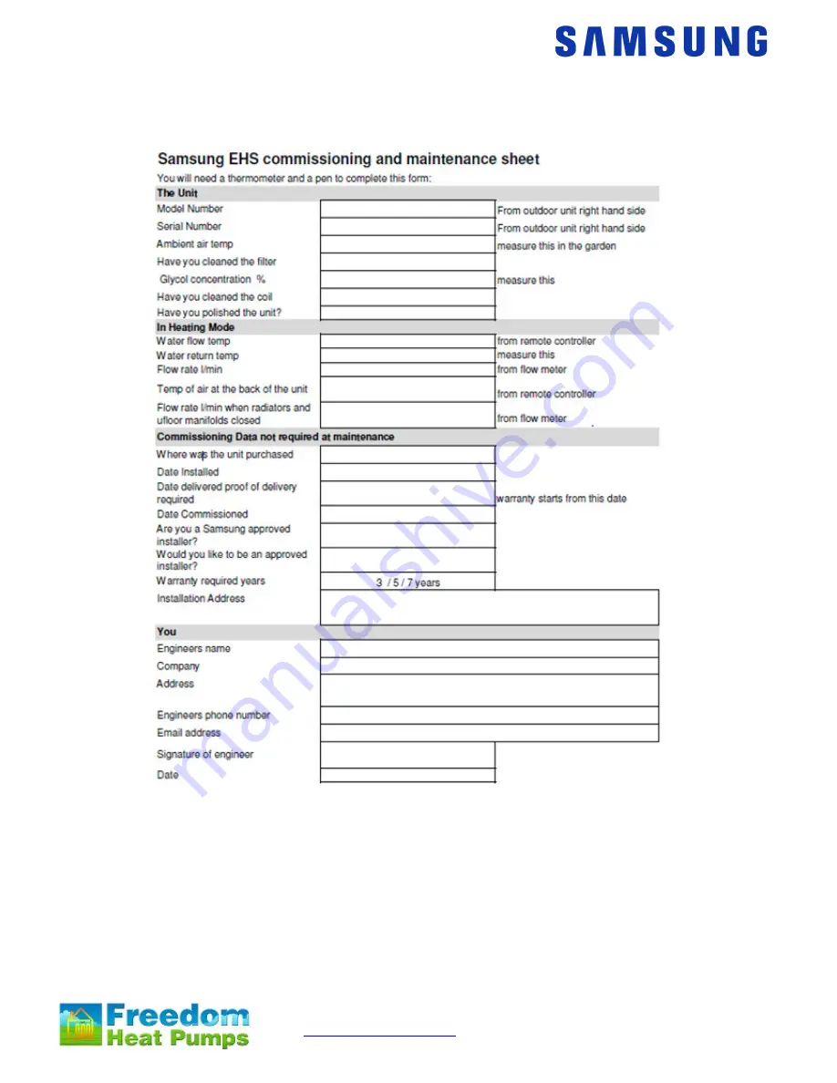 Samsung RC090MHXEA Installation And Maintenance Manual Download Page 15