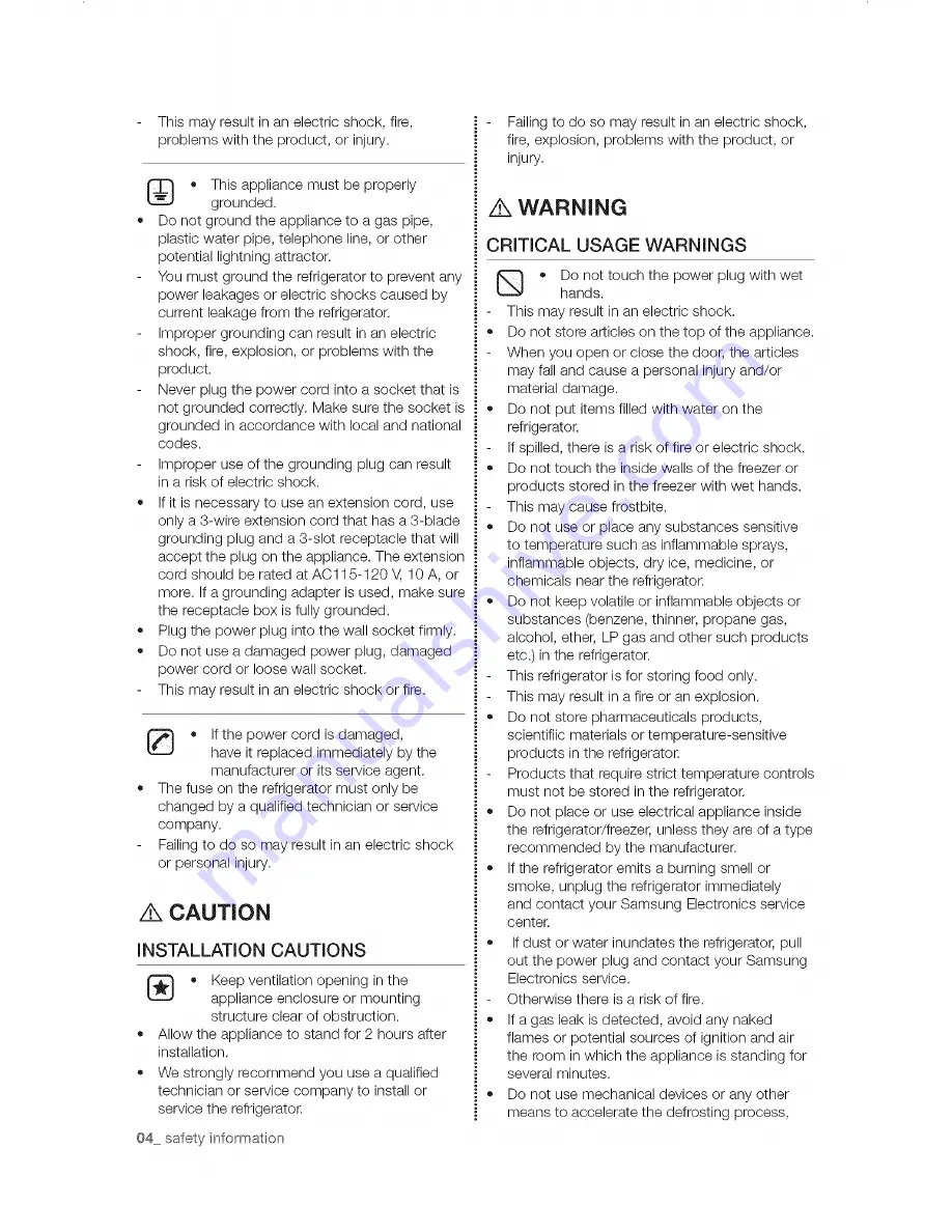 Samsung RF32FMQDBSR/AA, RF32FMQDBSR/AA User Manual Download Page 4