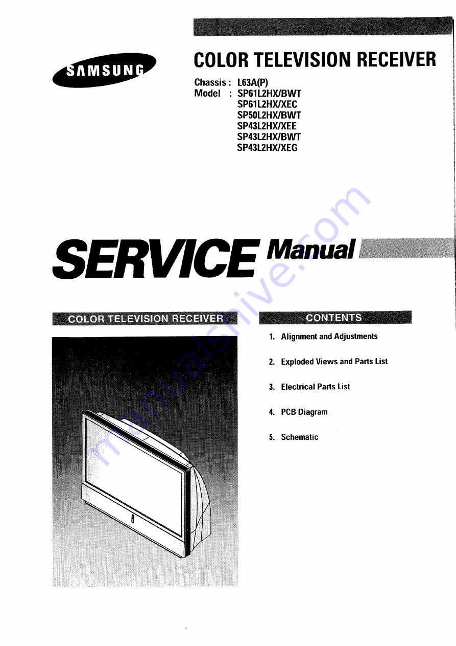 Samsung SP43L2HX/BWT Service Manual Download Page 1