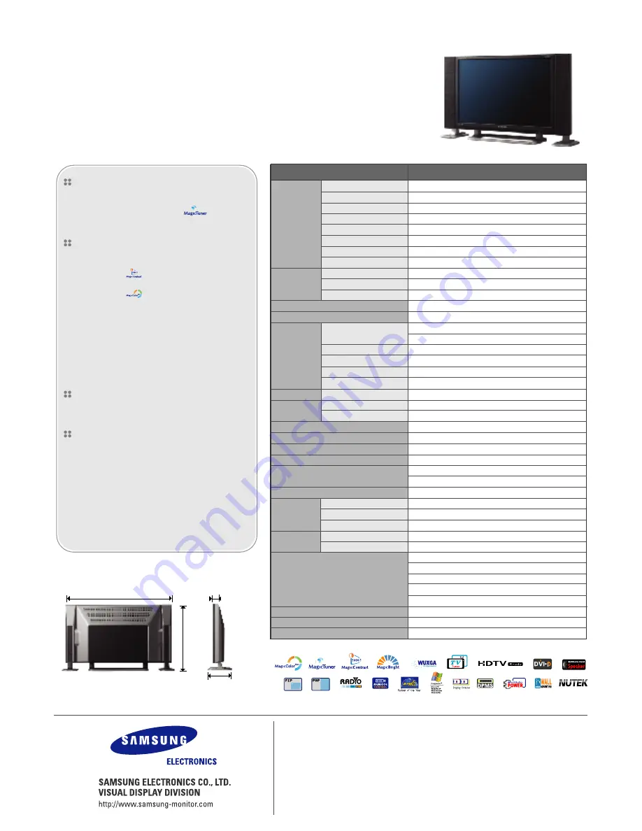 Samsung SyncMaster 242MP Specifications Download Page 2