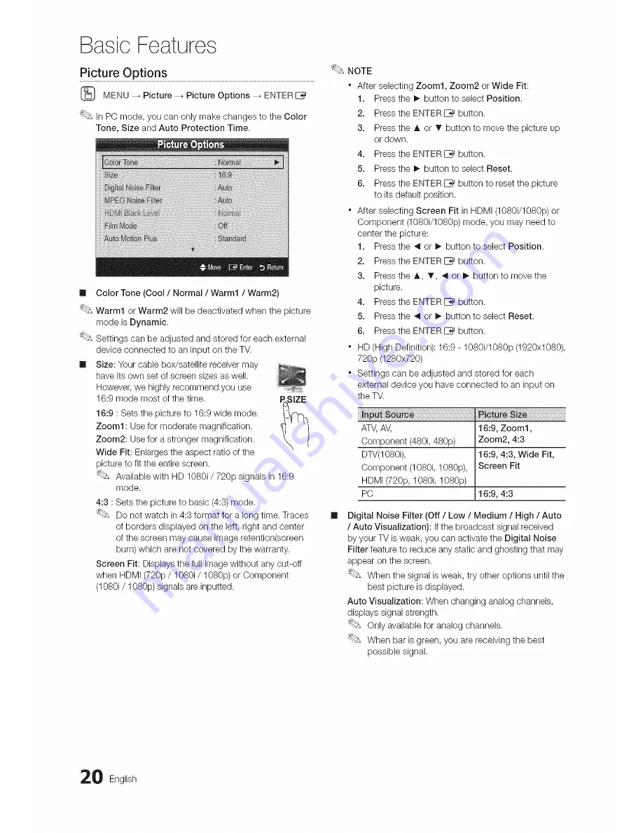 Samsung UN46C9000 Series User Manual Download Page 20