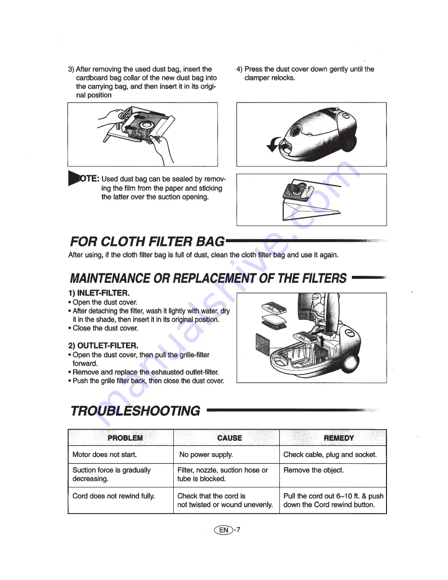 Samsung VAC-7049B Operating Instructions Manual Download Page 8