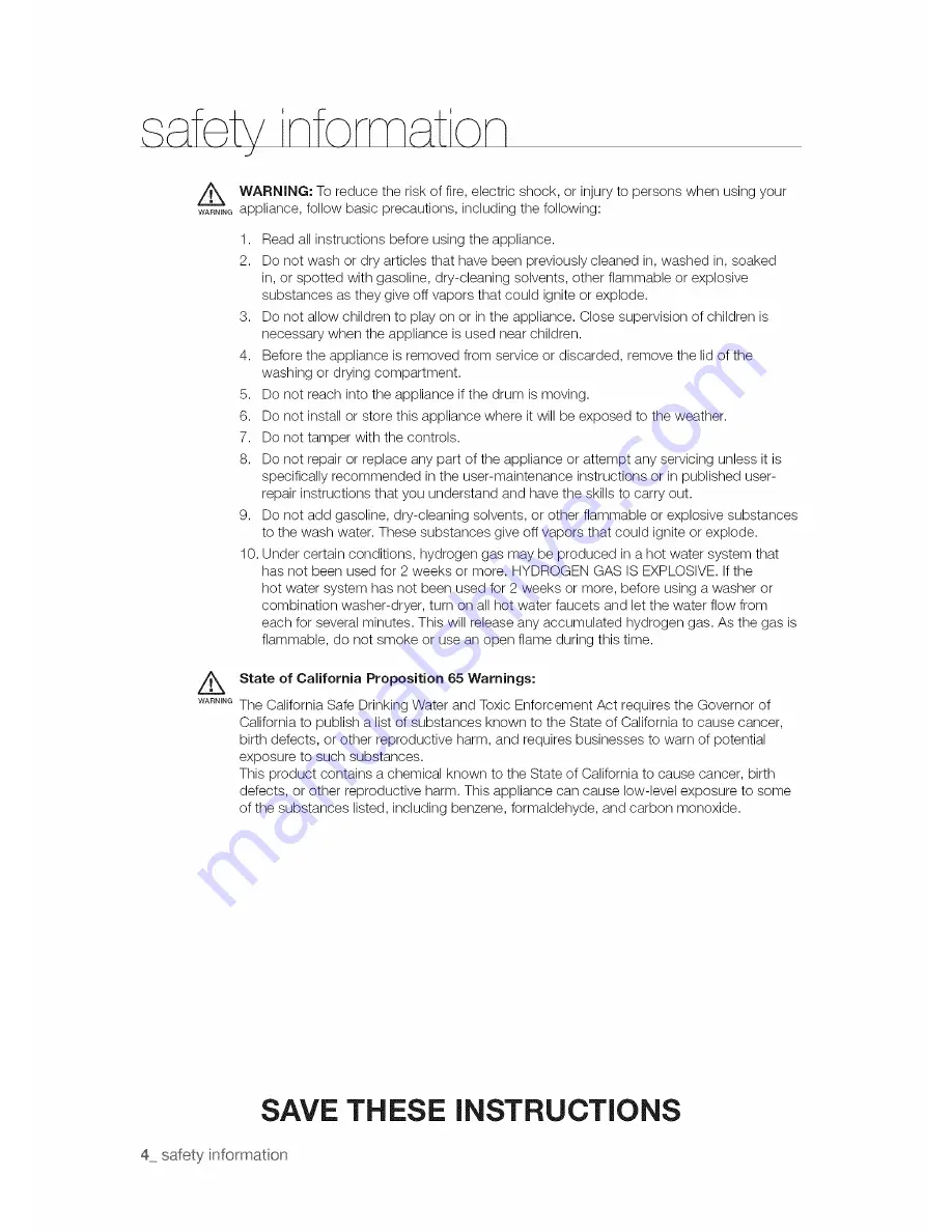 Samsung WA50F9A6DSW/A2 User Manual Download Page 4